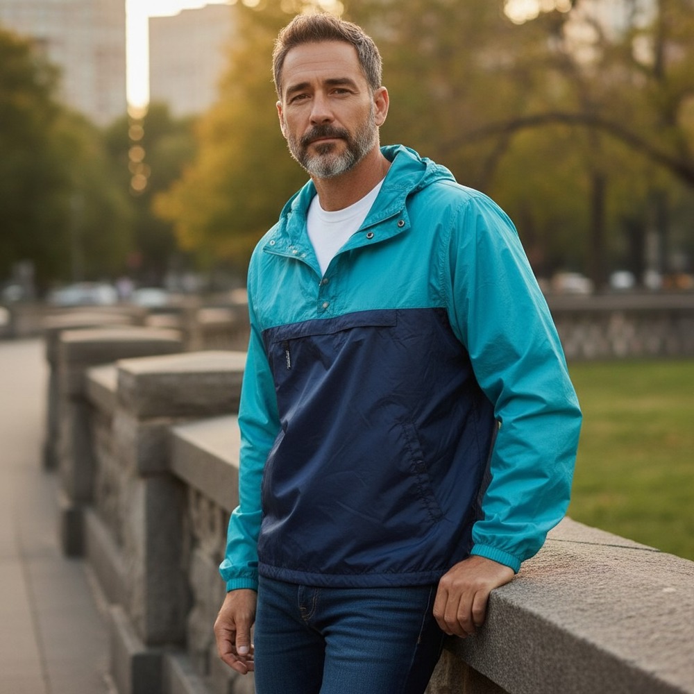 Patagonia Vintage Anorak Windbreaker Mens XL Teal Navy Blue Ripstop Pullover